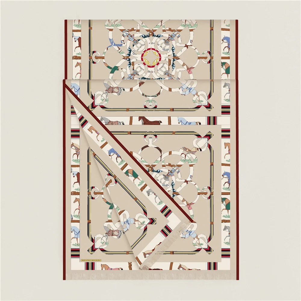 POBING 30 % Seide, 70 % Kaschmir-Schal für Damen, doppelt bedruckt, lange Schals, Wickel, Quaste, Bandana, große Hijabs, weibliche Foulards, 180 cm x 70 cm – Detail 12