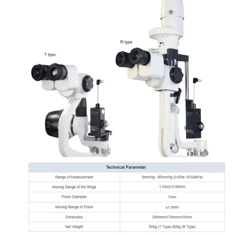Hot Sale Advanced 6 Prism Attachment Included Prism Box Eye Pressure Applanation Tonometer for Medical Eyes Ophthalmic