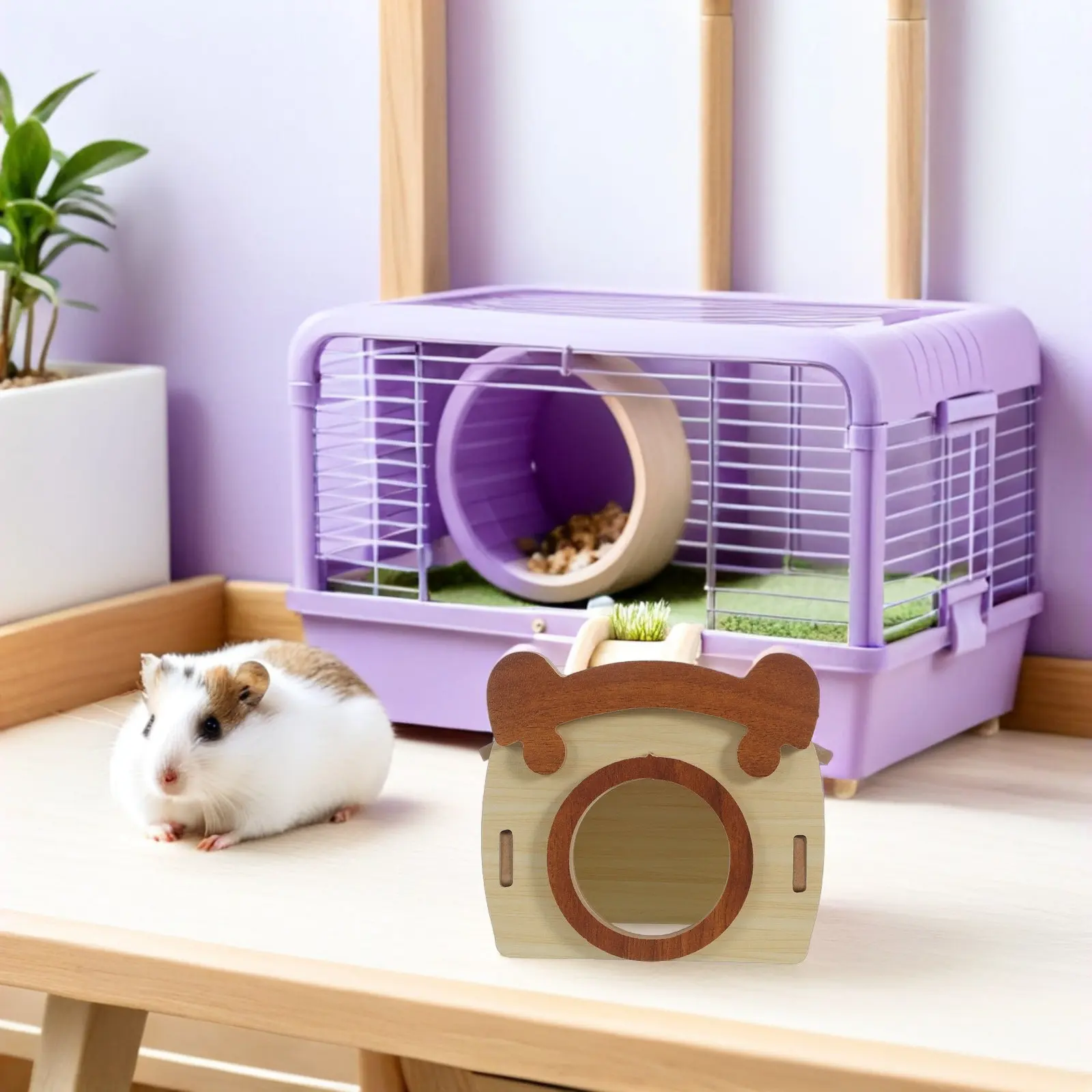 Wooden Hamster Hideout Maze Detachable Multi Chamber House Playground Platform for Small Pet Cage
