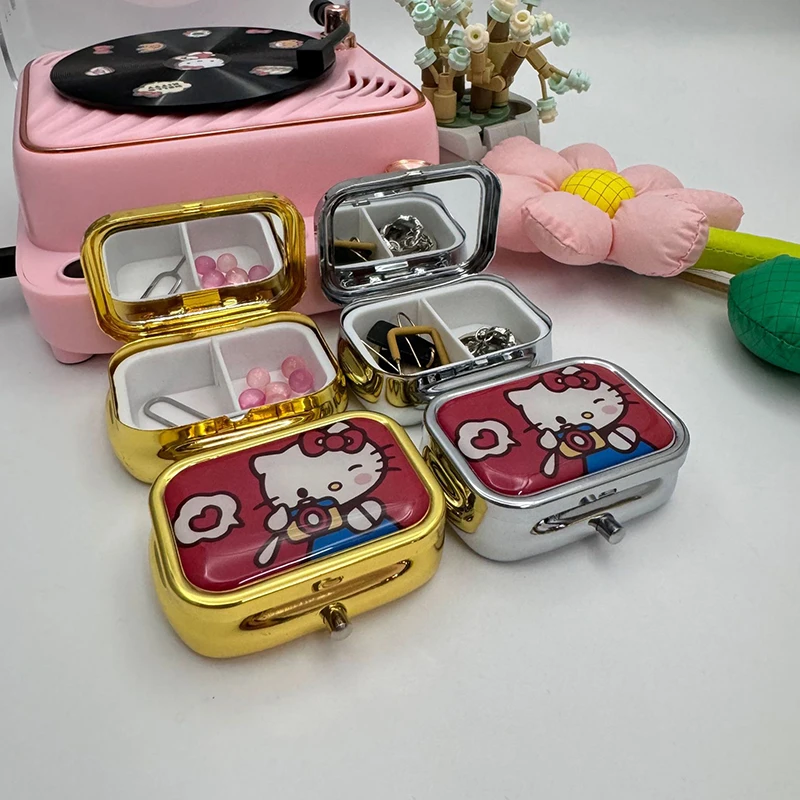 Imagem -04 - Sanrio Hello Kitty Pill Box Pillbox Bonito dos Desenhos Animados Caixa de Armazenamento Selada Grade Viagem ao ar Livre Ortable 1pc