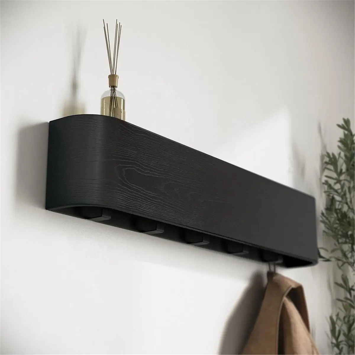 2026 New Tool Wall-Mounted Coat Rack - Modern Design Coat Rack with Hidden Wall Hooks - Solid Wood Veneer Panel Coat Hanger