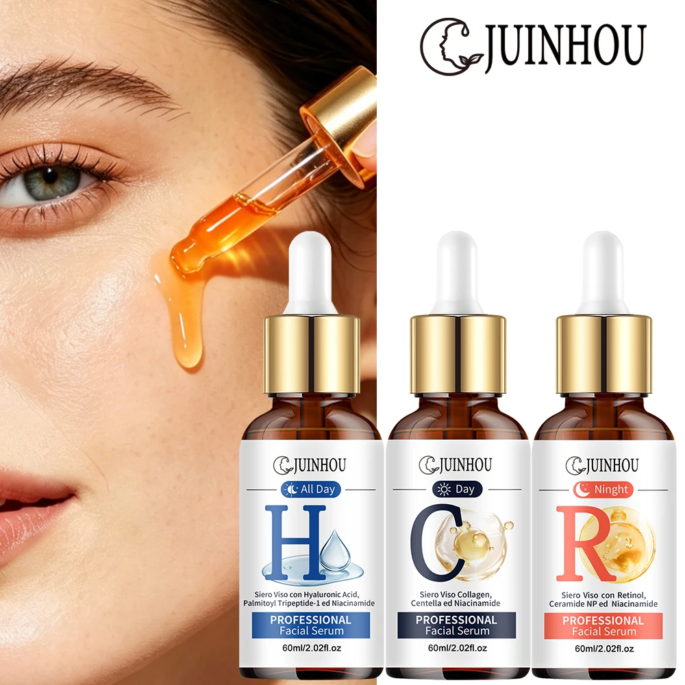 JUINHOU 3Pcs Face Serum Set Hyaluronic Acid Collagen Retinol Firming Skin Moisturizing Brightening Elastic Skin Daily Skincare