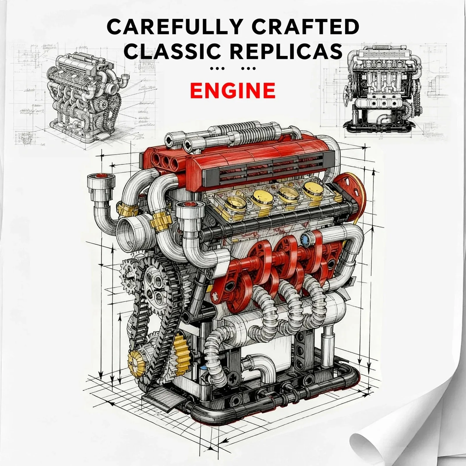 G8908 Blocchi meccanici del motore V8 elettrolitico 538PCS Kit di costruzione compatibile con modello supercar