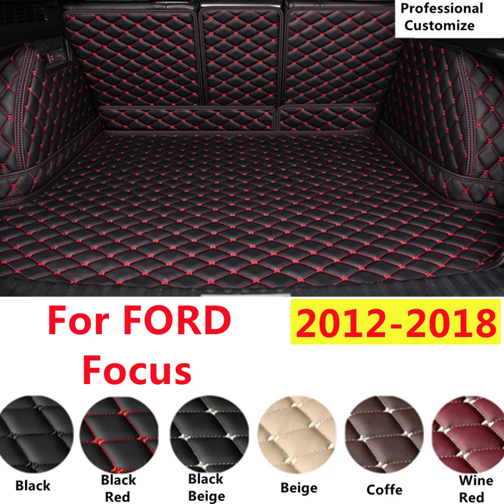 

SJ Full Set XPE Leather Custom Fit For FORD Focus 2018 2017 2016 15-2012 Fittings Car Trunk Mat Tail Boot Tray Liner Rear Cargo