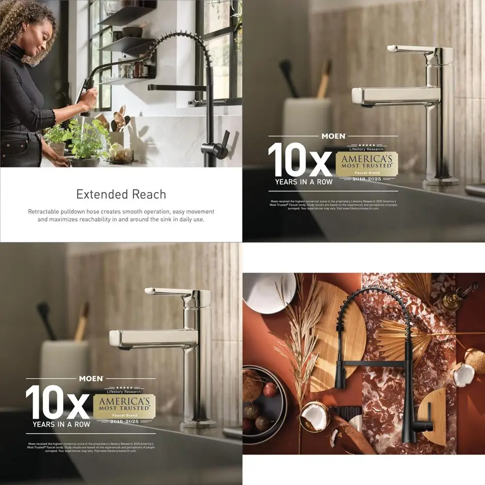 

Contemporary High-Arc Matte Black Pull-Down Kitchen Faucet with Single Handle, Power Boost, Easy Install, Model 5925BL