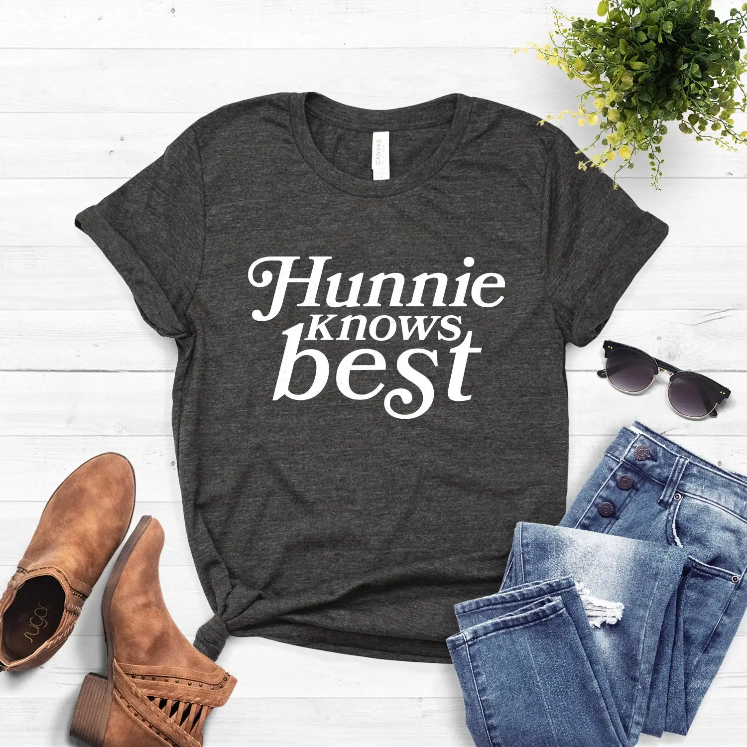 Hunnie Knows Best Wife T Shirt For Mom Mothers Day Honey Hiking Hipster Softstyle