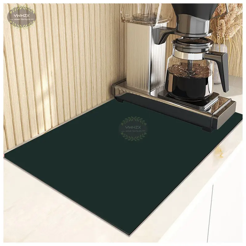 Solid Color Drain Pad Kitchen Decor Abstract Dish Drying Mat Coffee Placemat Rubber Tableware Draining Dinnerware Cup Bottle Rug