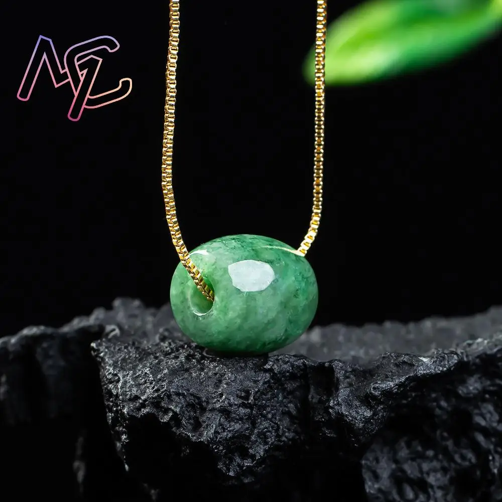 Natural Real Jade Bead Pendant Myanmar Jadeite Necklace Designer Amulet Fashion Luxury Vintage Gemstone Gifts for Women view 3