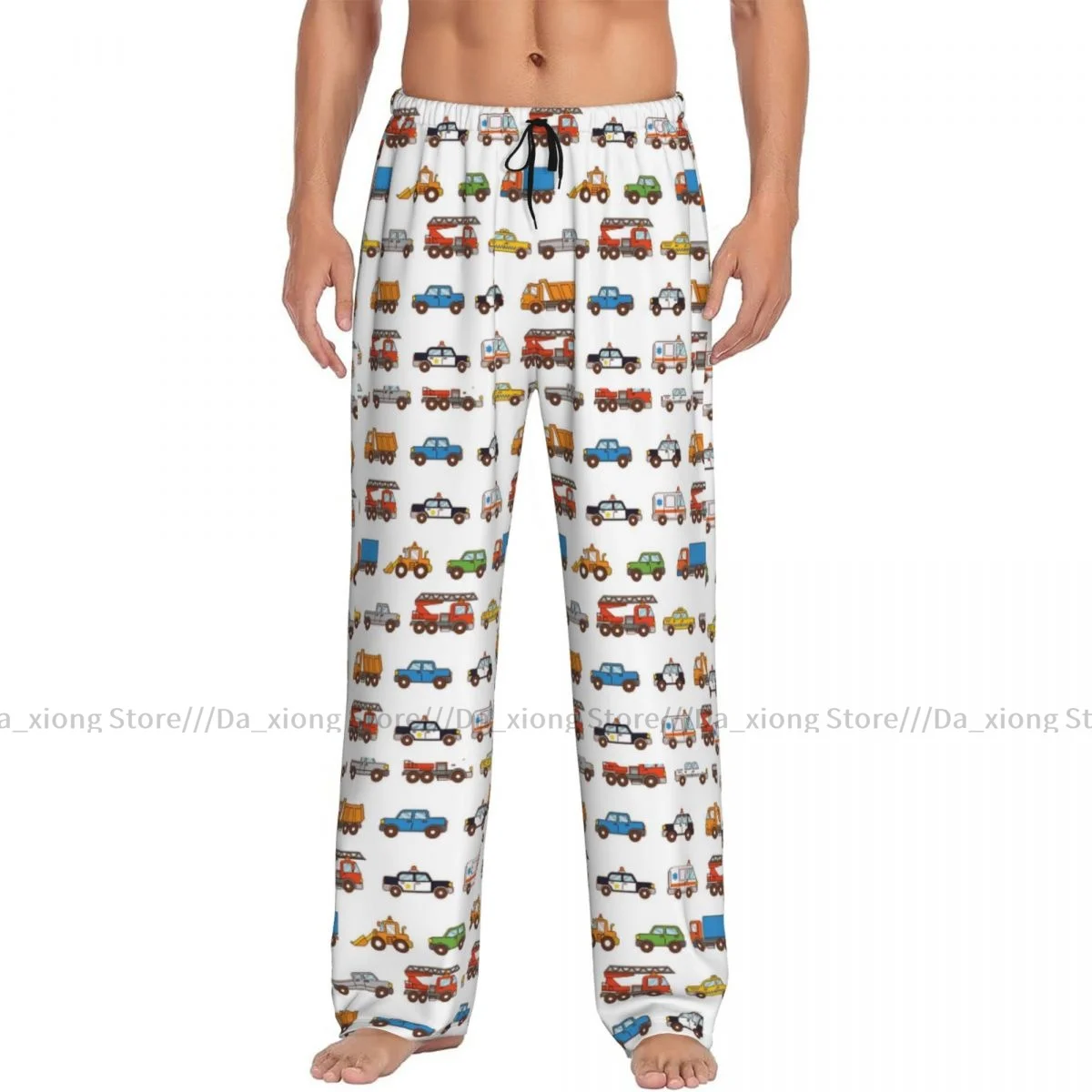 Men Sleep Bottoms Male Lounge Trousers Men\'s Cartoon Cars Pajama Pants