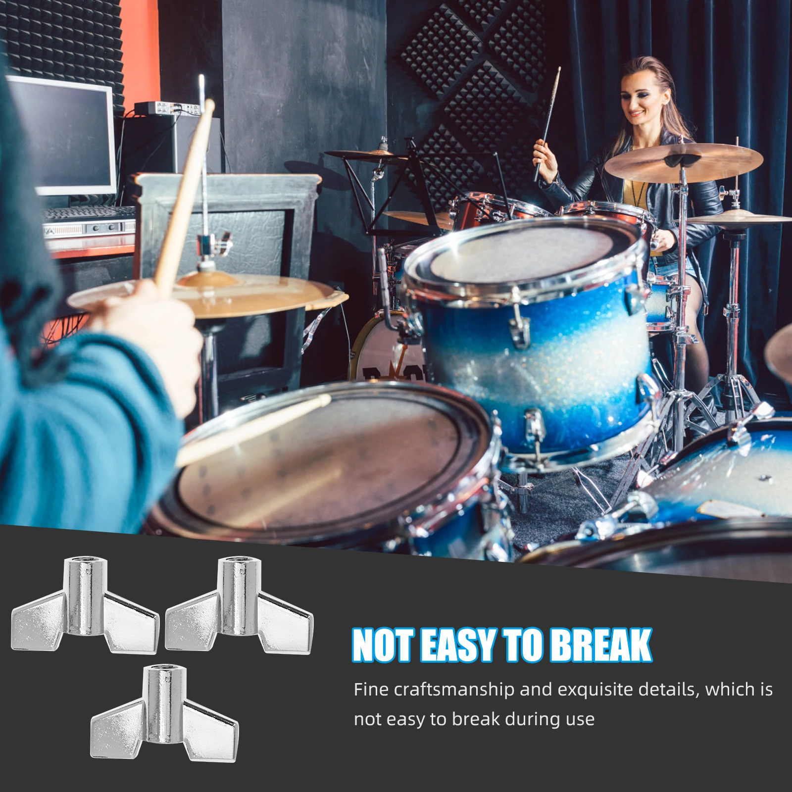 

3Pcs Cymbal Replacement Drum Attachments Alloy Percussion Instrument Tools Lightweight Durable Storage Carrying Easy