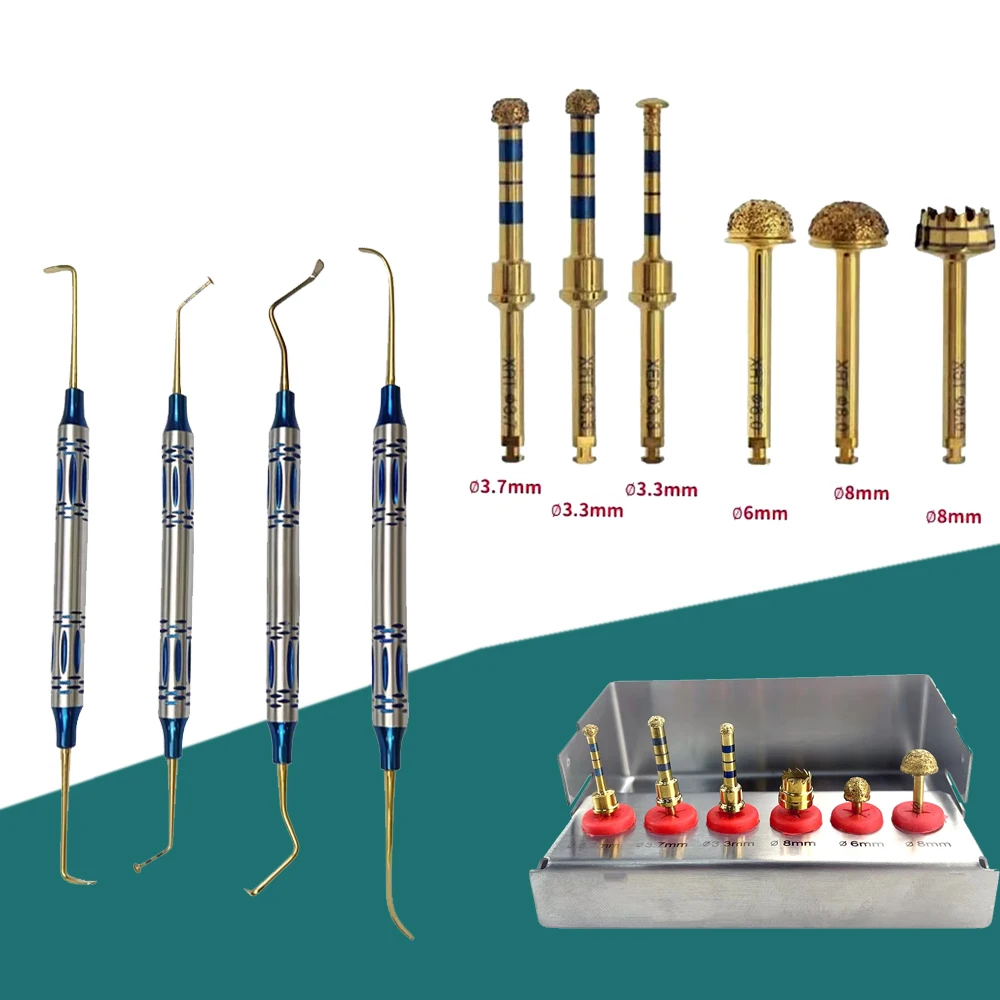 Professional Sinus Augmentation Surgery Kit Featuring Diamond Coated Drills Membrane Protector and Bone Graft Delivery Tools