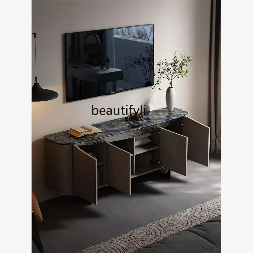 B178 Italian minimalist TV cabinet light luxury marble storage locker integrated high-end floor cabinet2936