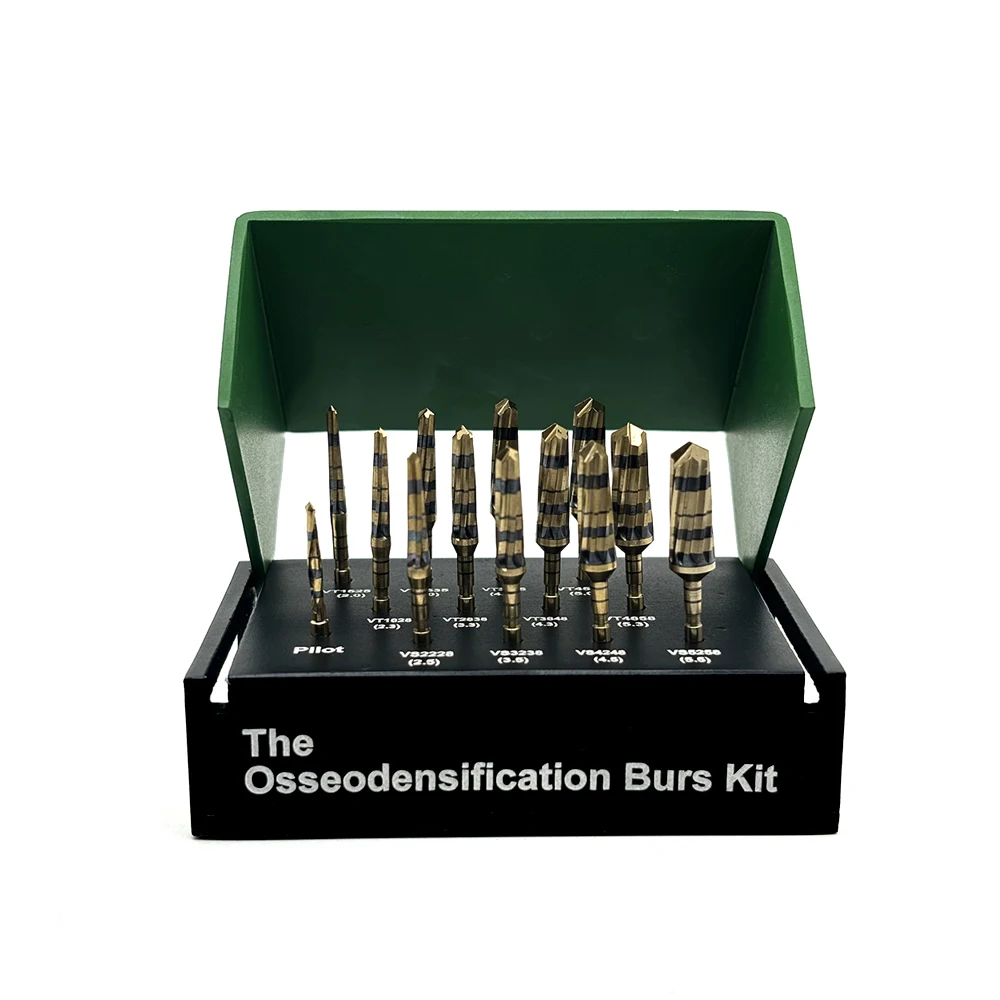 13Pcs Dental Osseodensification Bur Drills Dental Implant Green Kit Surgical Implant Maxillary Sinus Lift Kit