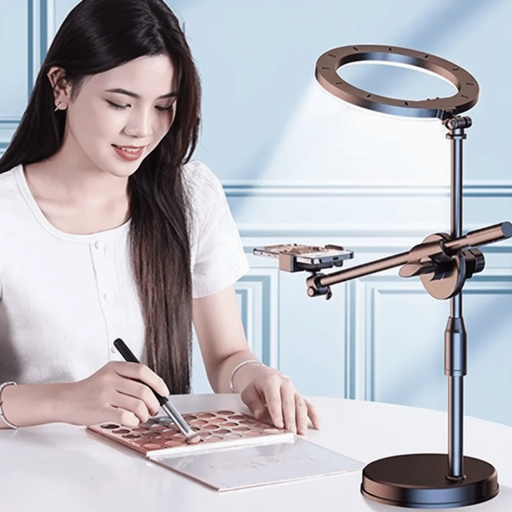 

Lighting Bracket Telescopic Phone Stand 26cm Fill Light Adjustable Height Folding Phone Stand Portable Overhead View