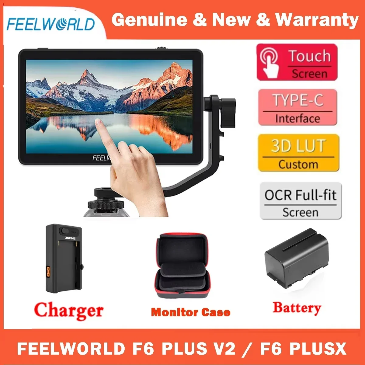 FEELWORLD F6 PLUS V2 Monitor de câmera DSLR de 6 polegadas com HDR 3D LUT Touch Screen IPS 1920x1080 FHD Video Focus Assist 4K Monitor