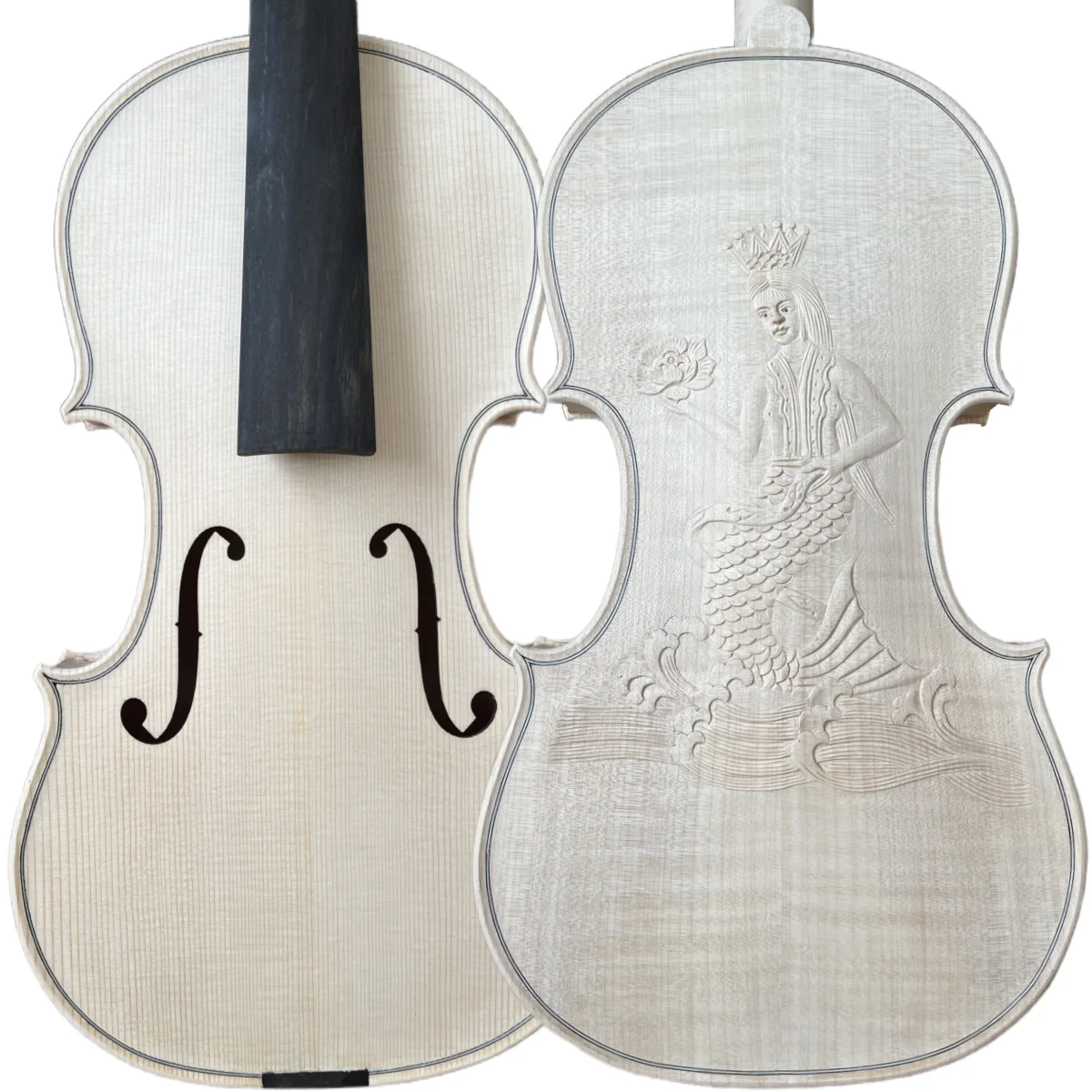 

Handmade tiger patterned maple patterned violin with European style carved mermaid