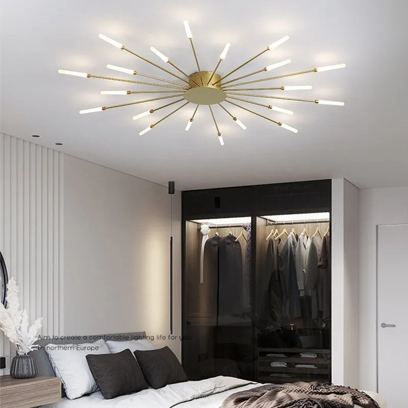 Imagem -05 - Modern Led Chandelier para Sala Quarto Home Roof Indoor Gold Metal Teto Lâmpada com Controle Remoto Iluminação Lustre Decoração