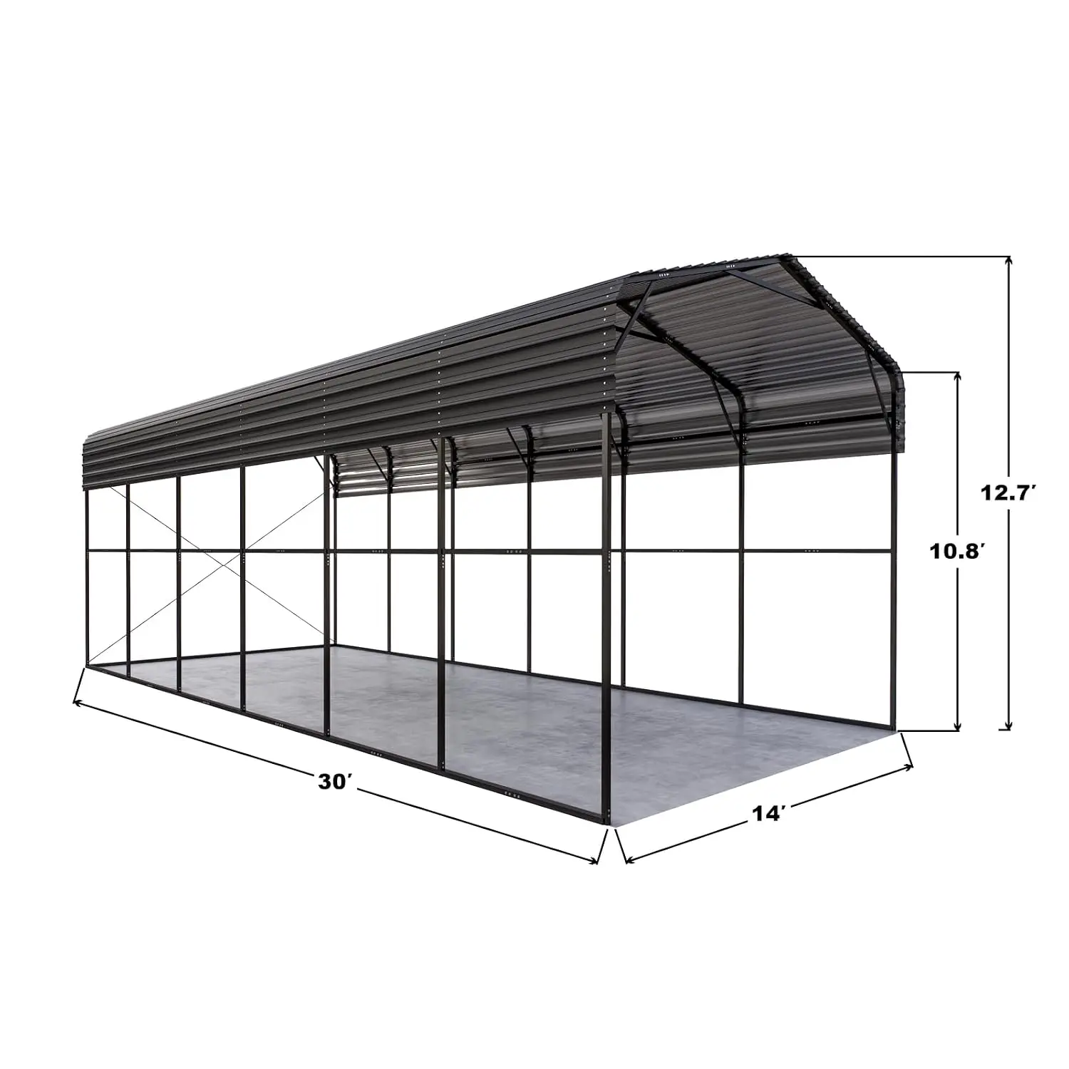 Metal Carport 14x30FT, Outdoor RV Canopy with Galvanized Steel Roof, Wind & Snow Resistant 2 Car Shelter for SUV, Customized