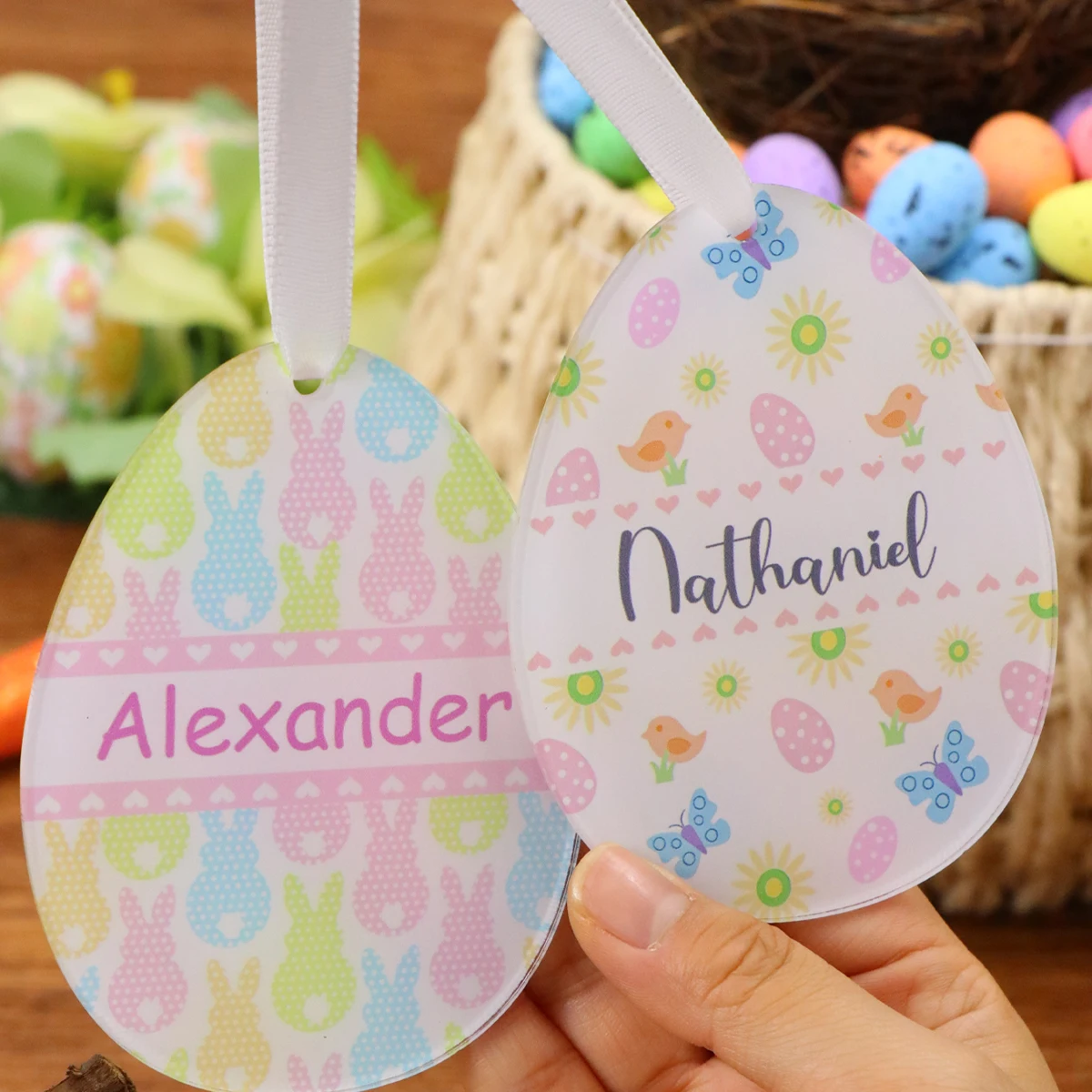 Custom Easter Eggs Ornaments, Unique Personalized Easter Basket Stuffers, Customized Name Easter Decorations,