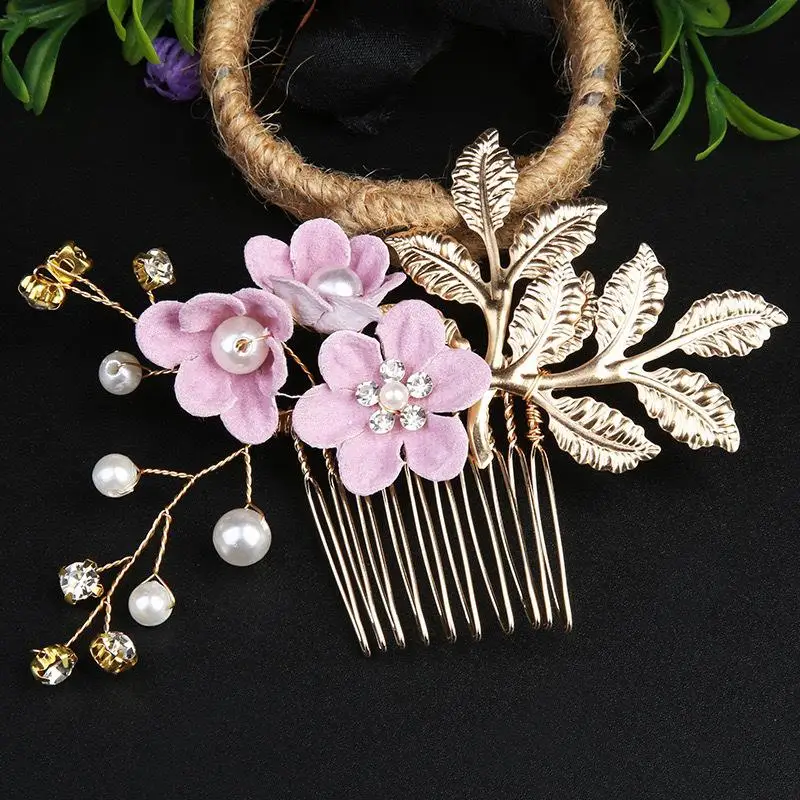

1/4PCS Pearl Rhinestone Hair Comb Bride Flower Hairpin Hair Clips Princess Headband Crown Wedding Jewelry Hair Accessories