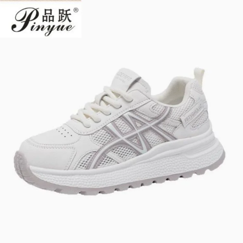 Women's Sporty Casual Thick Bottom Heightening Sneakers Style Spring Season Multi-purpose Low Top Lace-Up Training shoes 35-40