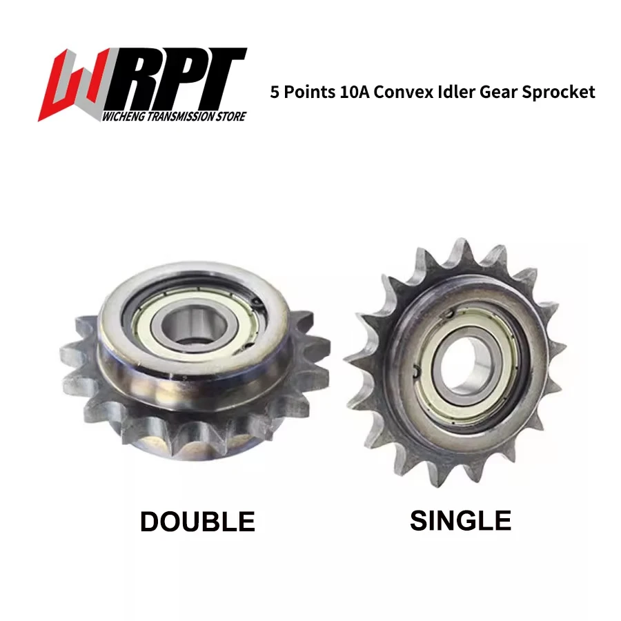 Convex Idler Sprocket 5 Points 10A Tensioner Gear 12T-19T Single/Double Bearing With Circlip Chain Drive Idler Gear