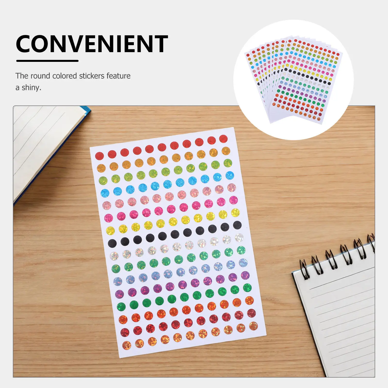 100Sheets Laser Color Coding Labels Round Dot Stickers Shiny Sparkle Small Colored Stickers for Office Classroom Planner Craft