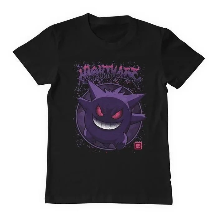 Camiseta de Algodón con Estampado de Pokémon Anime Gengar Kaiju, Verano 2026, Estilo Harajuku, Holgada, Informal, Y2K, Manga Corta, Hip-Hop, Unisex