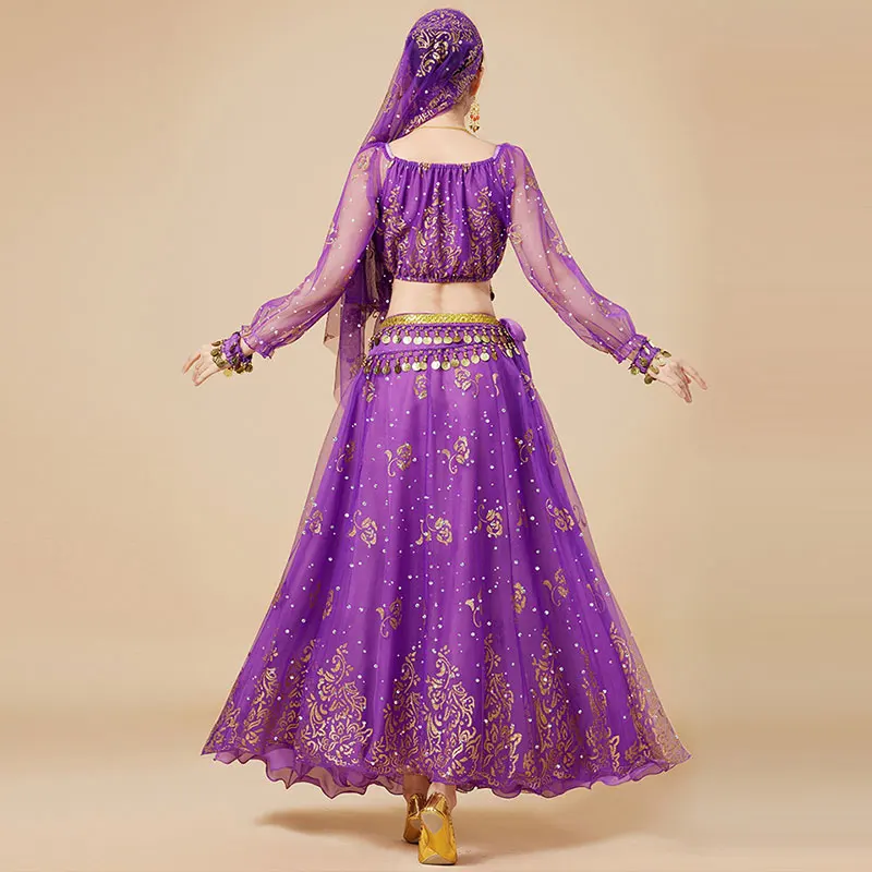 JasmineWomen Arabian Princess Belly Dance Costume Set Adult Indian Bollywood Dancing Cosplay Halloween Fancy Jasmine Outfit