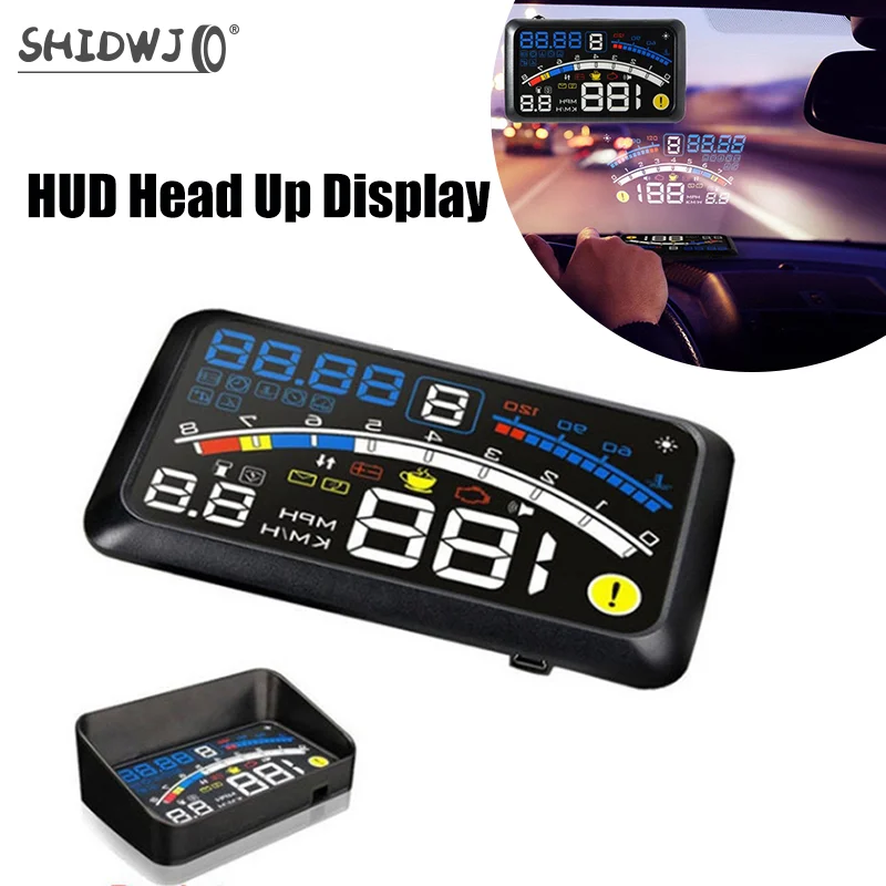 Digital HUD Speedometer Performance LCD Display HUD Display Car General OBD2 Driving Computer Car Speed Reflective Car Display