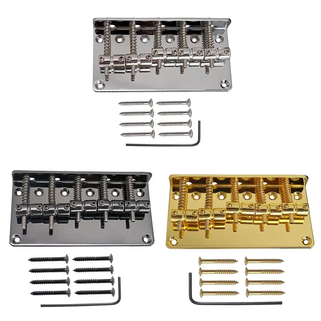 Zinc Alloy 5 Saddles Bridge with Wrench & Screws for Electric Guitar Parts