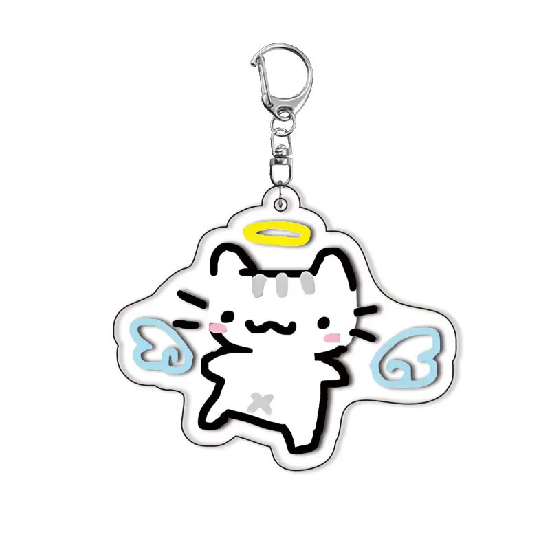 الأبيض الحيوان الكرتون الطرفية سلسلة مفاتيح مصنوعة من الأكريليك على ظهره الديكور شخصية عصرية مطابقة الملحقات الرائعة