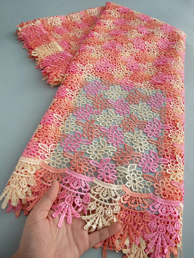 

Белый гипюровый шнур, кружевная ткань с золотыми блестками, африканская нигерийская водорастворимая кружевная ткань, вечерние платья для женщин, шитье, 2,5 ярда 4086