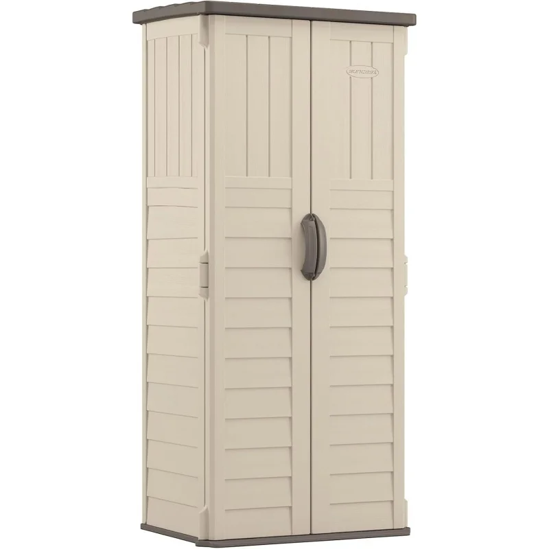 

Vertical Resin Outdoor Storage Shed, All-Weather Waterproof &-Resistant Construction, Space-Saving Organizer Garden Patio