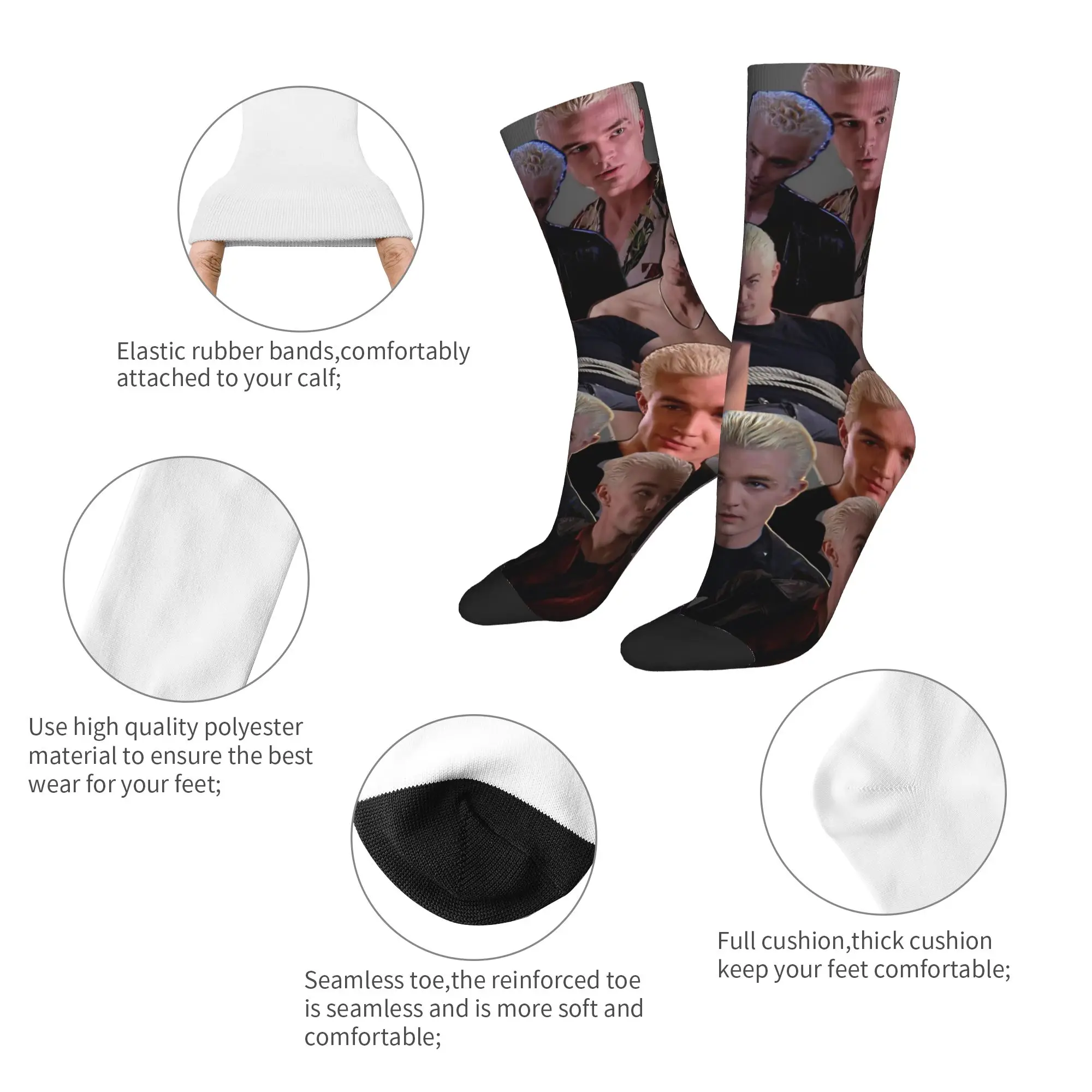 Fashion Male Men Socks Novelty Buffy the Vampire Slayer Movie Sock Spike Skateboard Women Sock Spring Summer Autumn Winter