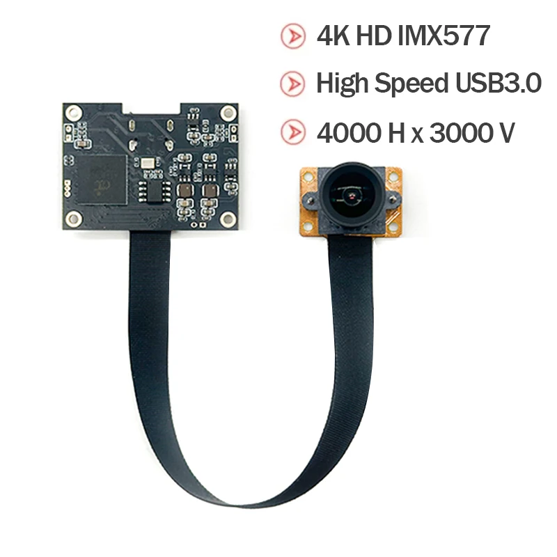 4K 12MP HD IMX577 4000H×3000V USB3.0 وحدة كاميرا بؤرة ثابتة 100 درجة MJPEG، YUV2، H.264 مع اللوحة الأم لرؤية المنتج