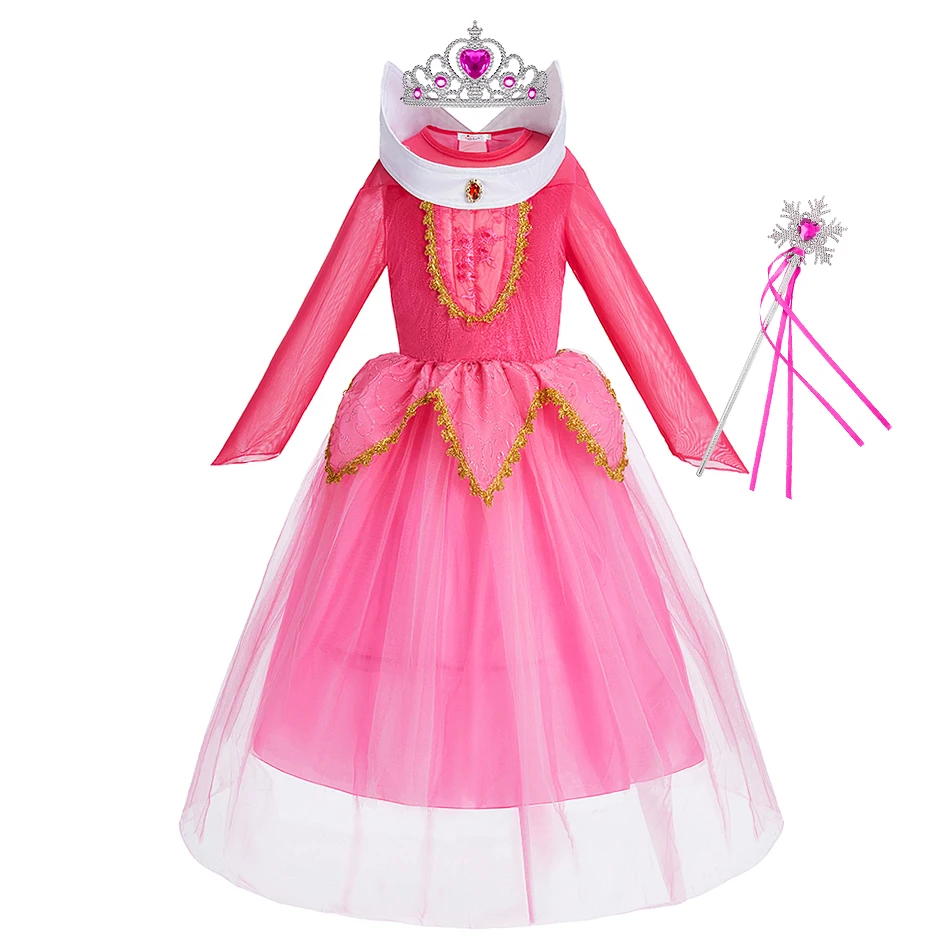 

Детские платья принцессы, карнавальное бальное платье для дня рождения, детский карнавальный костюм на Хэллоуин, Спящая красавица, одежда Авроры для маленьких девочек