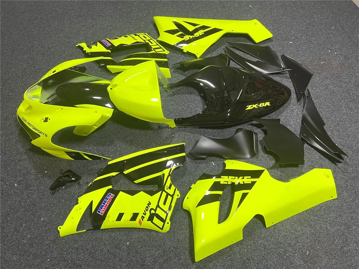 Motorcycle Fairing Kit Suitable for Kawasaki ZX-6R 05-06 Year 6R 636 2005 2006 Fairing Bright Black Fluorescent Yellow