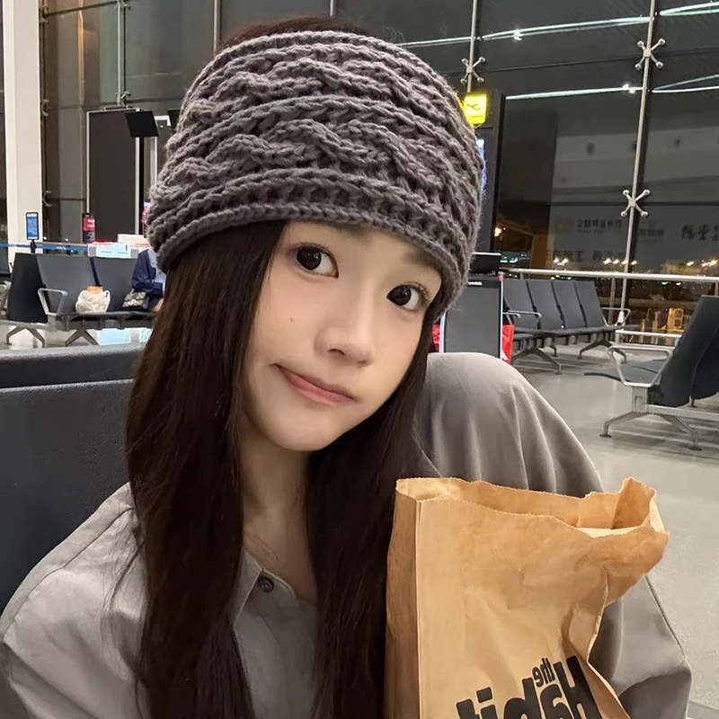 Faixa de Cabelo em Forma de Laço Coreano INS, Quente e à Prova de Vento para Meninas Doces, Moda de Rua