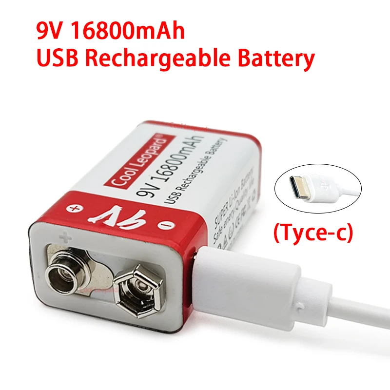 9V Rechargeable Battery 12800mAh 6F22 Miniature USB 9v Lithium Battery Is Suitable For Multimeter Remote Control Microphone KTV.