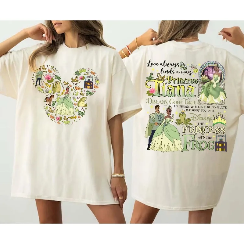 قميص أميرات ديزني تيانا قميص رحلة أميرات ديزني لاند الأميرة تيانا وقميص الضفدع قميص رحلة ديزني للفتيات #1