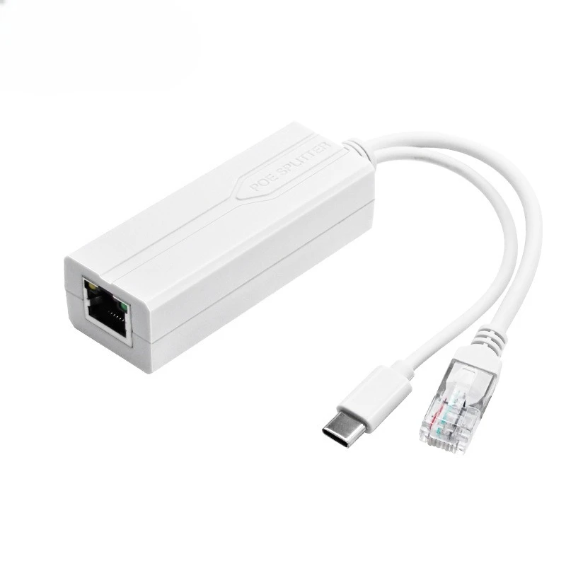 Standard POE Splitter 48V to 5V 2.4A Micro USB tpye-C 10/100Mpbs POE Camera Injector Power Supply