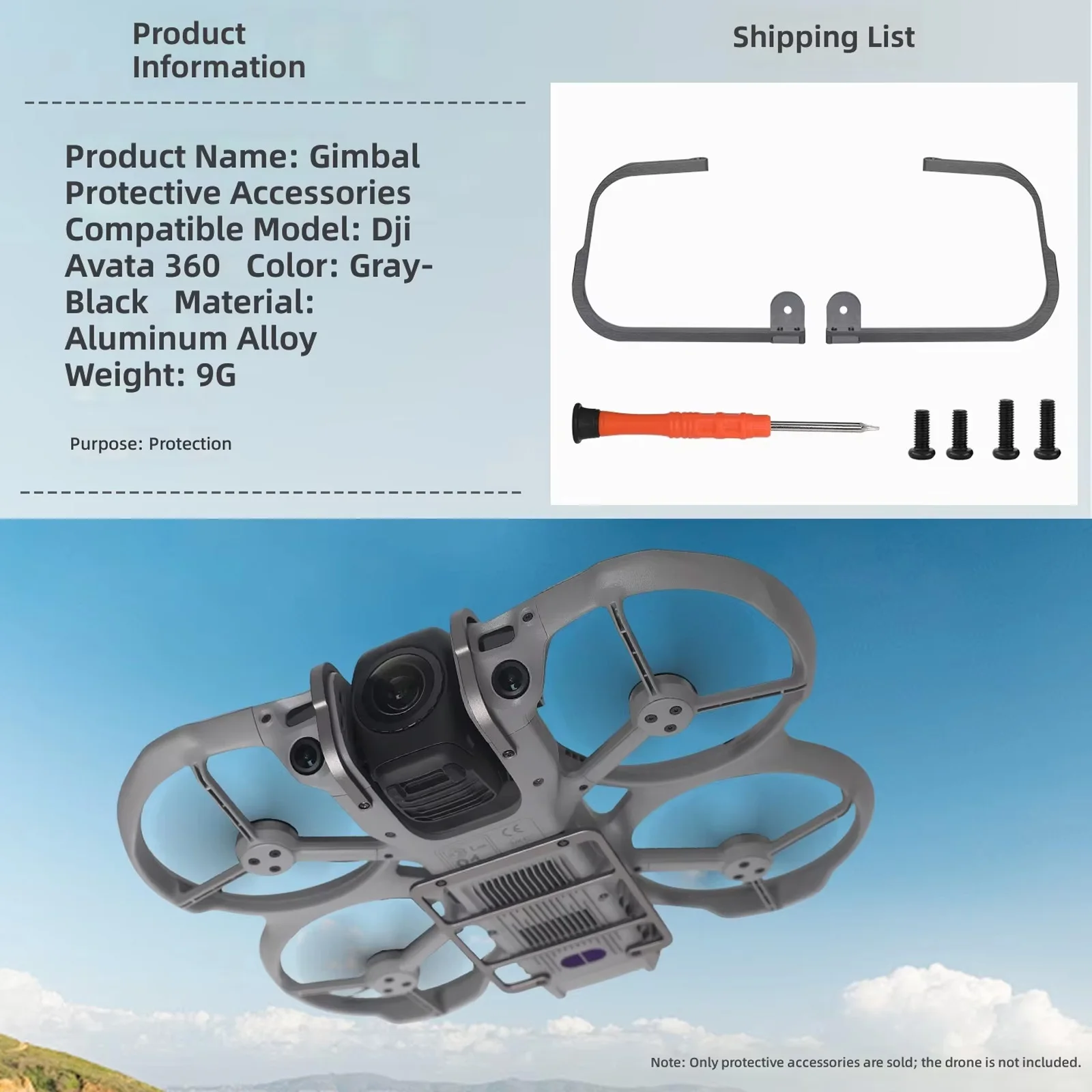 FOR DJI AVATA 360 Aluminum Alloy Bumper Gimbal & Chassis Anti-Collision Guard Bump-resistant Camera Lens Protection Accessorie