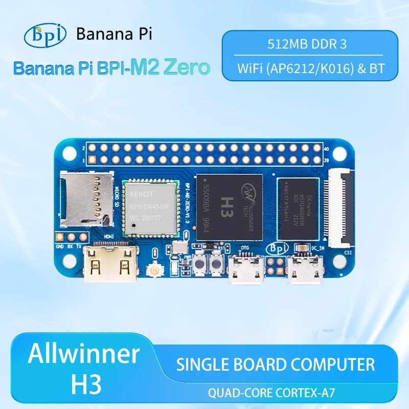 Banana Pi BPi-M2 Zero Quad-core Allwinner H3 512MB DDR3 RAM Support Raspberry Pi and Orange Pi Open Source Single Board Computer