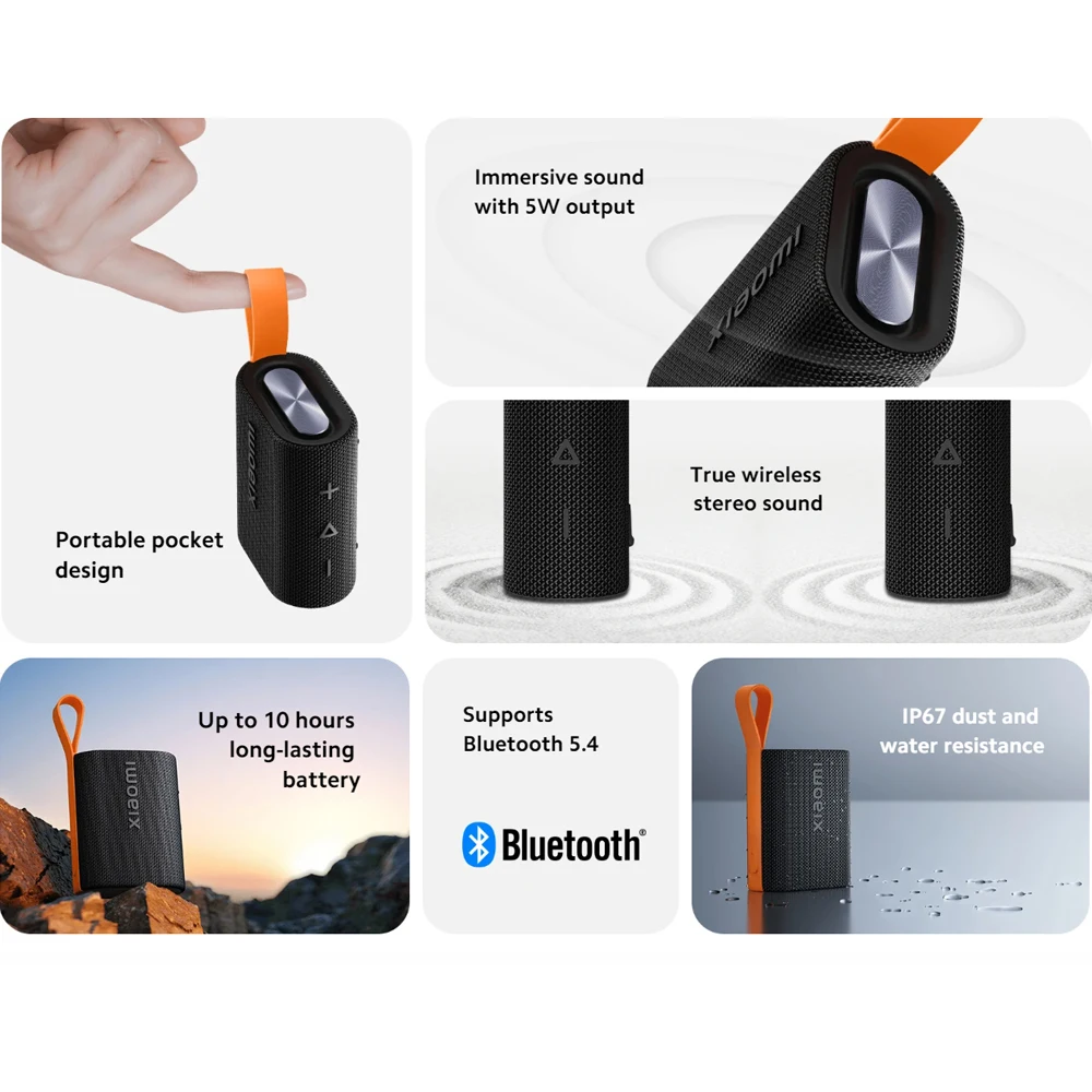 Xiaomi Sound Pocket 5W Speaker Bluetooth IP67 TWS Stereo Combo 1000mAh 10 Hours  Battery Life Microphone Portable Speaker