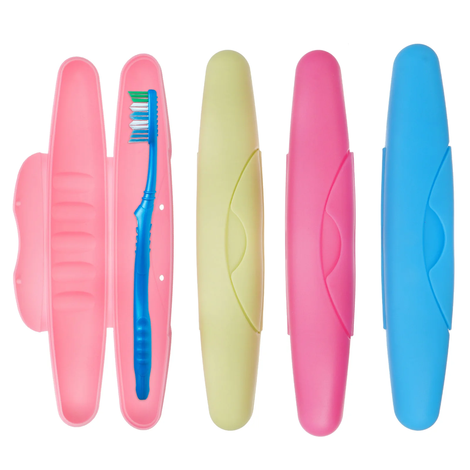 4 Pcs with Lock Portable Toothbrush Case Travel Holder Covered 22X4cm Plastic Protector