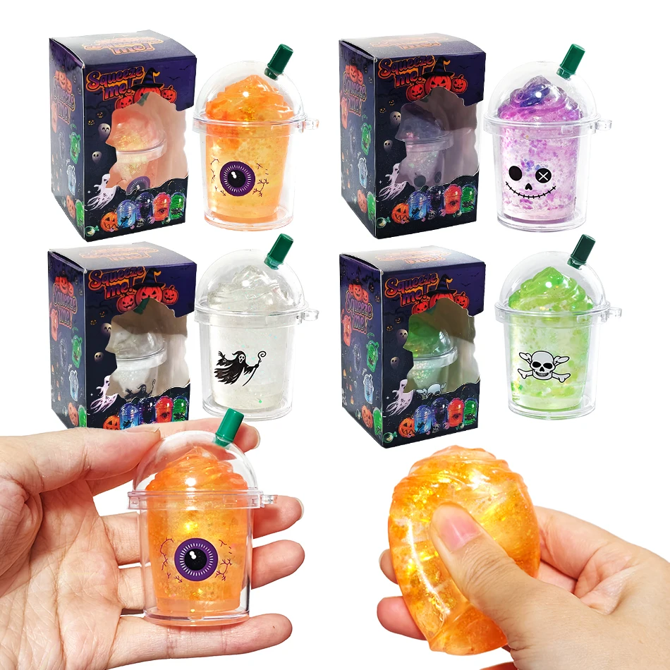 Funny Snowball Fidget Toy 2026 New Halloween Blind Box Drink Cup Sensory Squeeze Toy Stress Relief For Focus ADHD