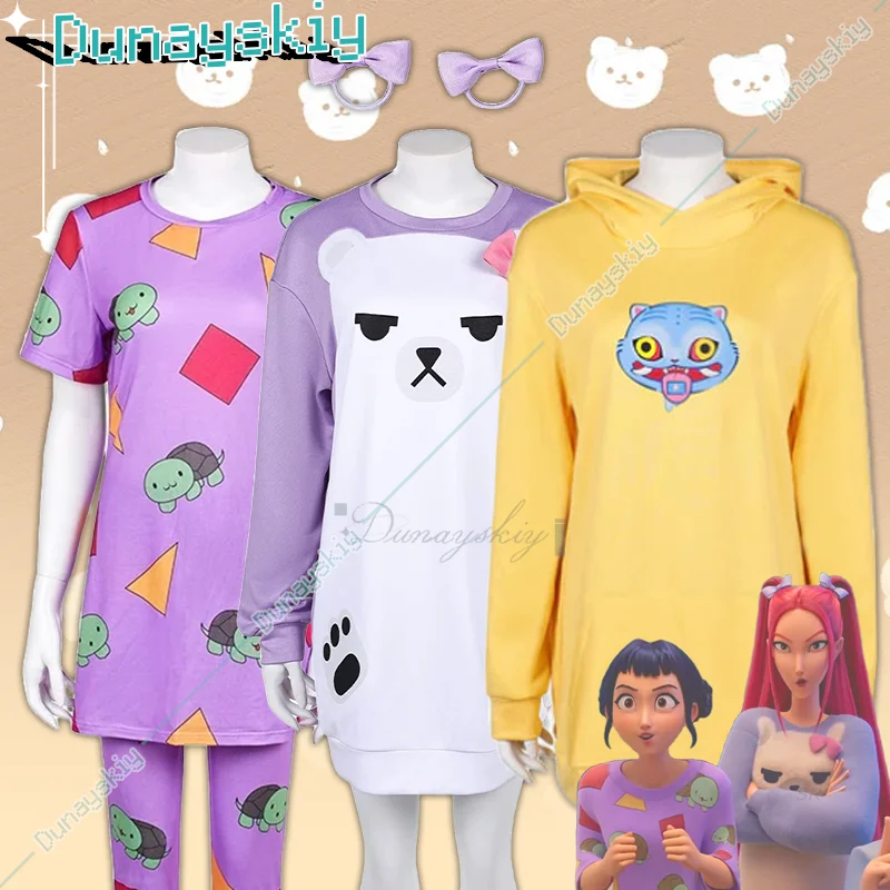

KPop Zoey Mira Cosplay Yellow Bear Hoodie Pajamas Idol Daily Halloween Carnival Costume