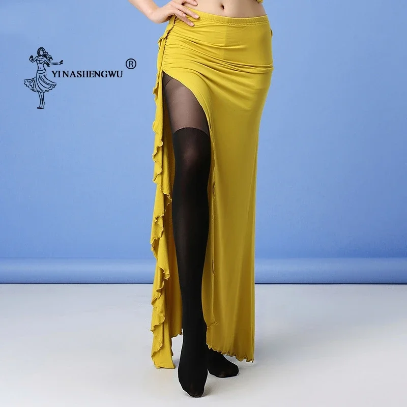 

Юбка из модала для танца живота Юбка с разрезами по бокам Сексуальная женская юбка для восточного танца живота Женская танцевальная одежда Длинный дизайн 3 размера Черный