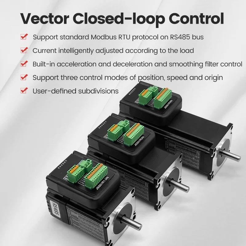 2 Phase RS485 Nema 23 Integrated Stepper Motor 36V 1000PPR 1.5N.m 2N.m 3N.m Closed Loop Stepper Motors with Integrated Driver in